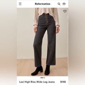 Reformation Lexi High Rise Wide Leg Jeans Washed Black Size 31
